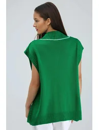 MY FASHION Patterned Sweater Vest with Tie Detail - 2