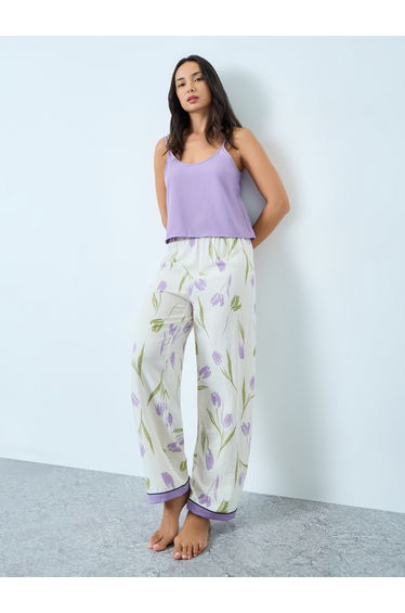 Lilac Textured Cami and Floral Pyjama Set
