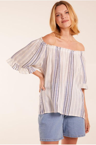 Bardot Top With Lurex Stripe