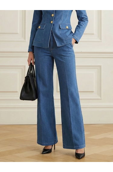 High Waisted Pockets Solid Color Jean Pants Bottoms