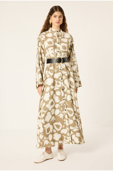 PATTERNED POPLIN DRESS