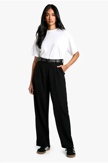 بنطلون بأرجل بشكل إسطواني - أسود 