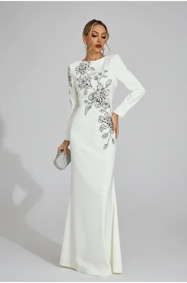 Yseult White Embroidered Maxi Dress