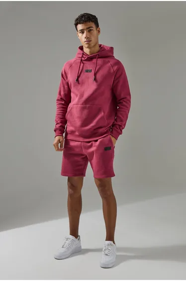 Man Active Hoodie & Short Tracksuit - berry