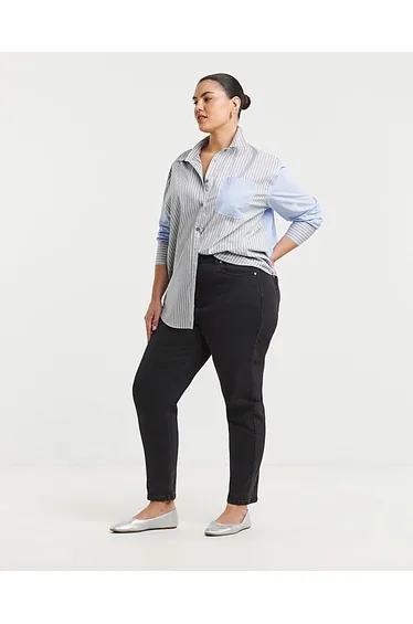 Simply Be Loose Mom Jeans- Washed Black