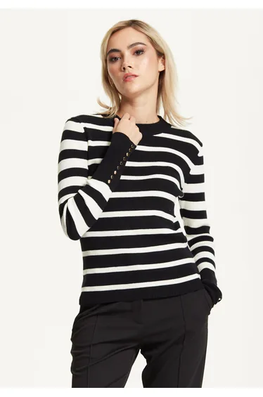 Black White Stripe Knit Jumper