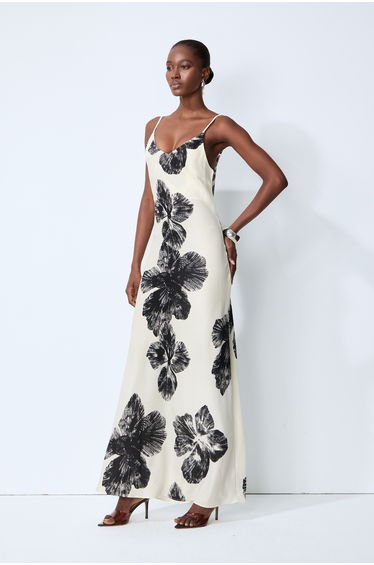 Classic Bloom White Sheer Blouse & Floral Print Dress Set