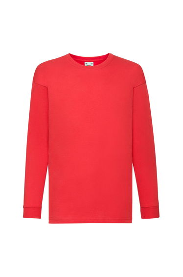 Fruit of the Loom Childrens/Kids Valueweight Plain Long-Sleeved T-Shirt - Red