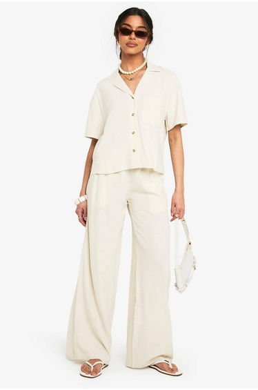 Premium Linen Short Sleeve Shirt - stone