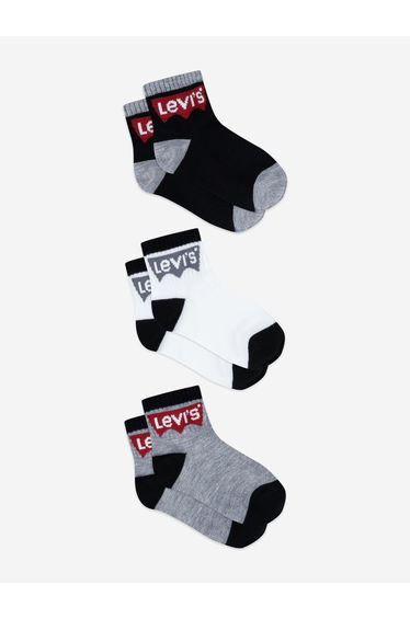 Kids Batwing Mid Cut 3 Pack Socks Set in Black