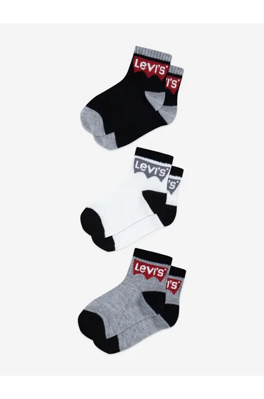 Kids Batwing Mid Cut 3 Pack Socks Set in Black
