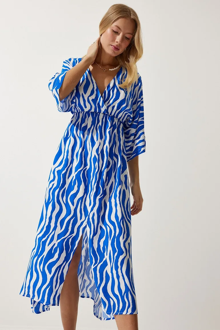 فستان طويل بياقة V - 4