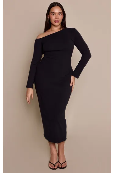 Plus Black Soft Touch Off shoulder Maxi dress