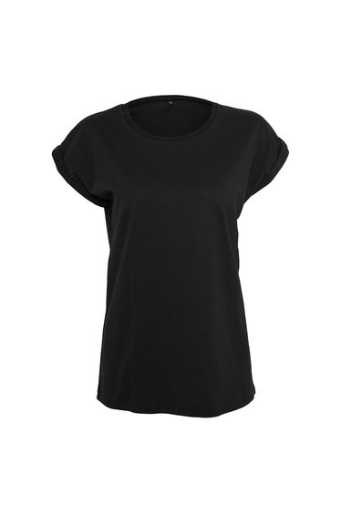 New Morning Studios Womens/Ladies Extended Shoulder Regular T-Shirt - Black