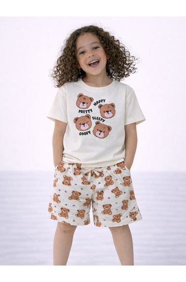 Girls Teddy Graphic T-Shirt and Shorts Set