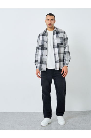 Men Oversized Tartan Checked Casual Shacket