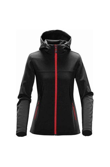 Stormtech Womens/Ladies Orbiter Hooded Soft Shell Jacket - Black/Bright Red