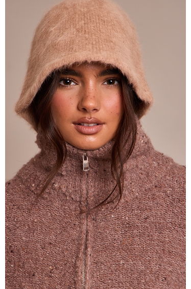 Camel Shaggy Fur Bucket Hat