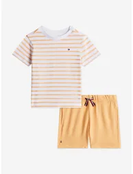 Tommy Hilfiger Baby Boys Essential Stripe T-Shirt and Shorts Set in Orange