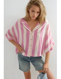 BUSEM Relaxed Fit Striped Button-Up Shirt