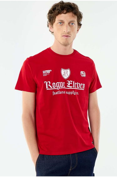 Short-sleeved graphic print T-shirt RED