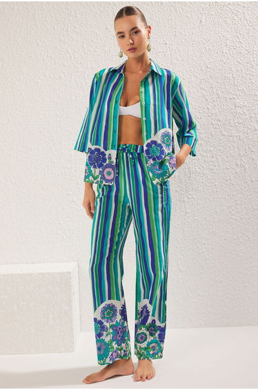 Multicoloured Printed Woven 50% Cotton, 50% Viscose