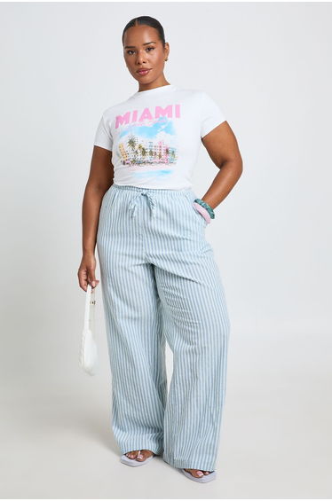Plus Miami Print Baby Tee - white