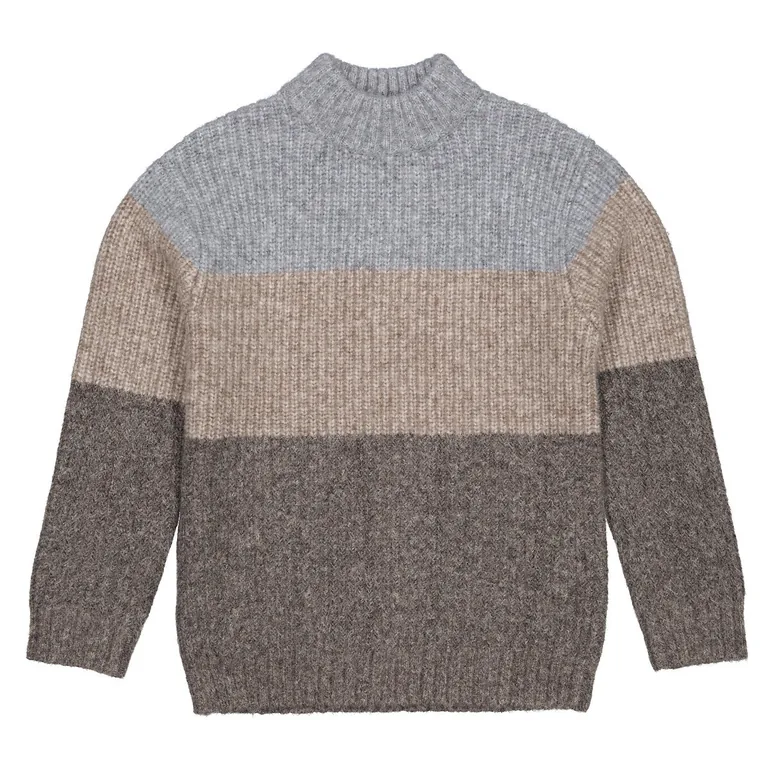 Striped Chunky Knit Jumper/Sweater with High Neck - 2