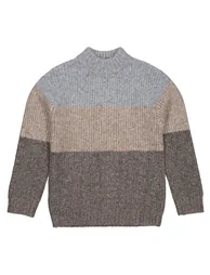 Striped Chunky Knit Jumper/Sweater with High Neck - 2