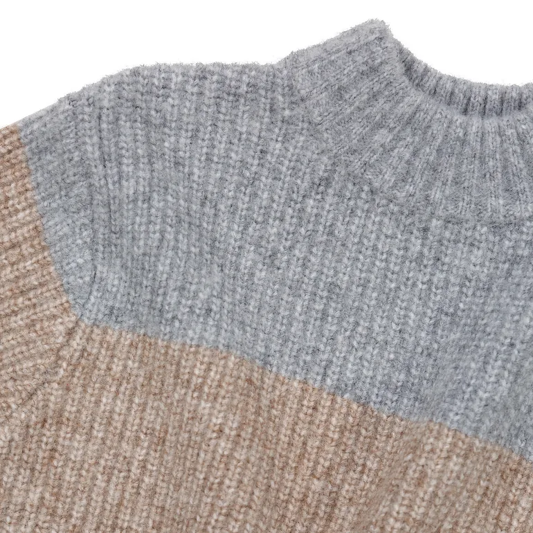 Striped Chunky Knit Jumper/Sweater with High Neck - 3