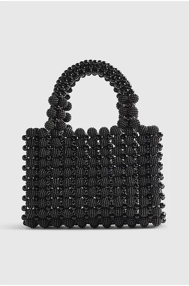 Black Beaded Clutch Bag