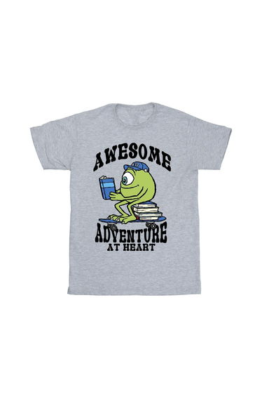 Monsters Inc Girls Reading Awesome Mike Wazowski T-Shirt - Sport Grey