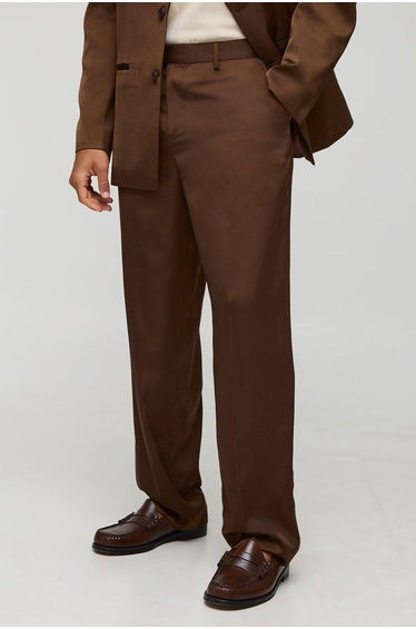 Relaxed Satin Trouser - chocolate