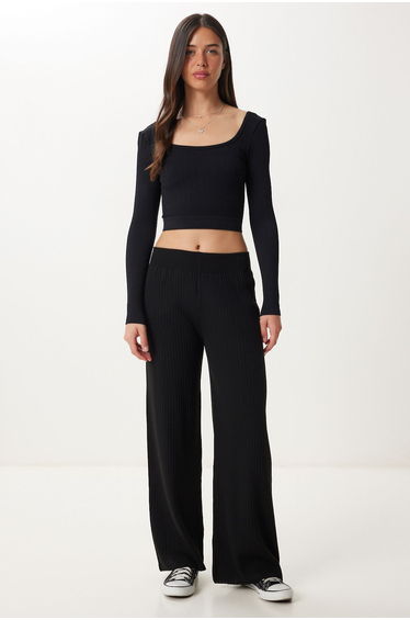 Women's Black Corduroy Sweater Pants