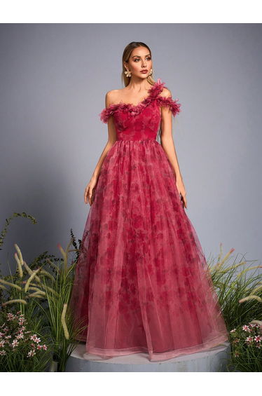 Leely Elegant One Shoulder Sleeveless Evening Gown