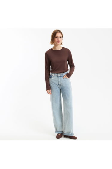 Loose Fit T-Shirt with Crew Neck and Long Sleeves