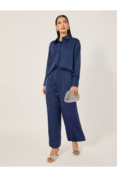 Oversized Embellished Shirt and Wide Leg Pants Co-Ords