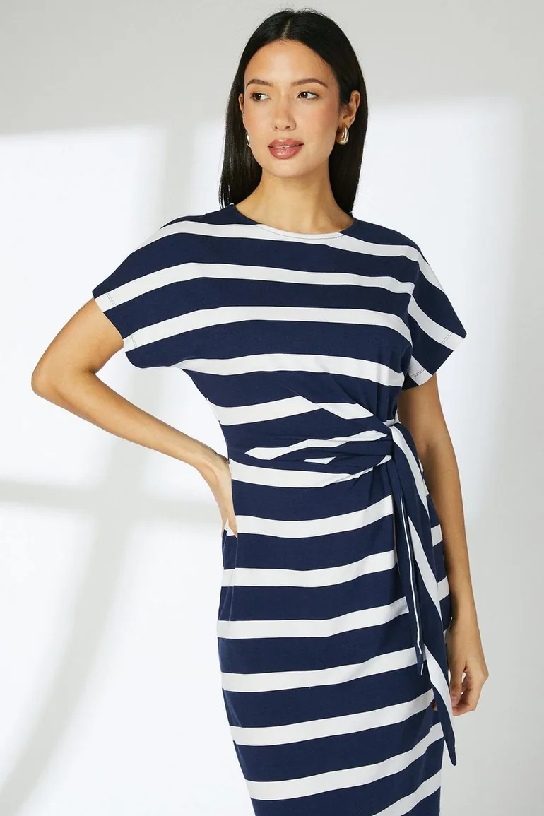 Navy Stripe Jersey Side Tie T-Shirt Dress Principles by Debenhams : Day  Dresses : VogaCloset Oman