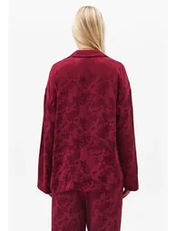 Long Sleeve Oversize Shirt With Button Details - RUMBA RED - 3