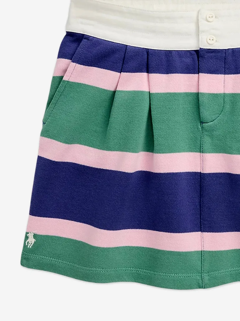 Ralph Lauren Girls Loopback Terry Rugby Skirt in Green - 3