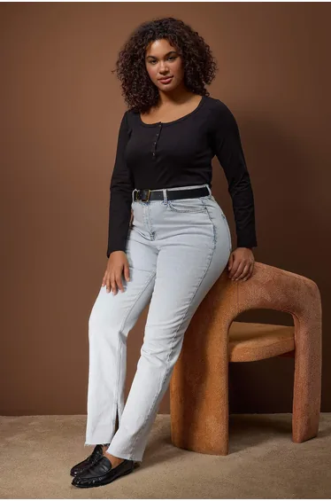 Black knitted body-fitting button detailed plus size blouse