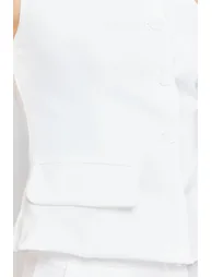 Ecru Fitted Woven Vest - 4