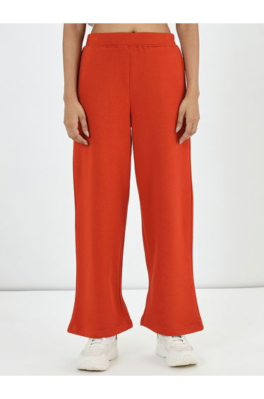 Rust Straight Fit Fleece Trackpants