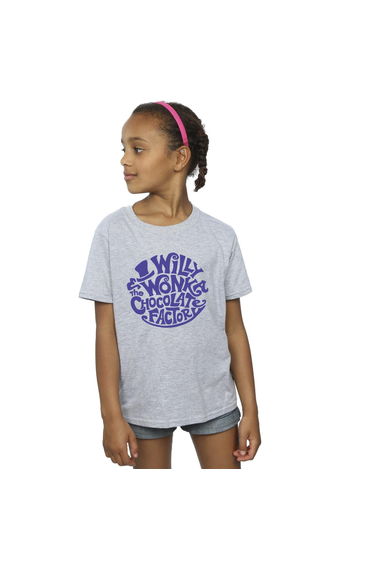Willy Wonka & The Chocolate Factory Girls Typed Logo Cotton T-Shirt - Sports Grey