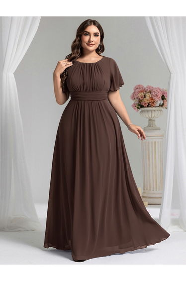 ever KIMORA|Simple Chiffon Pleated A-Line Bridesmaid Dress