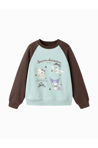 Girls' Raglan Sweatshirt with Front Print