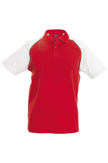 Kariban Mens Contrast Baseball Polo Shirt - Red/Light Grey/White