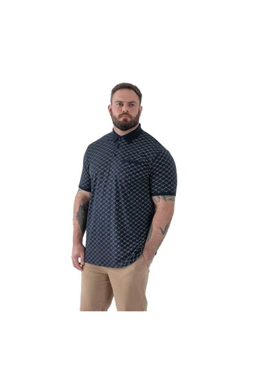 Duke Mens Saunders D555 All-Over Print Polo Shirt - Navy