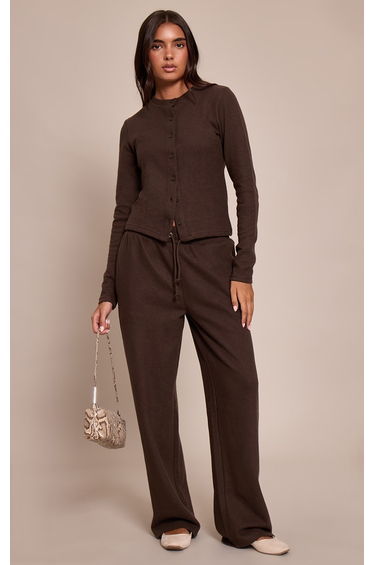 Chocolate Soft Touch Wide Leg Joggers