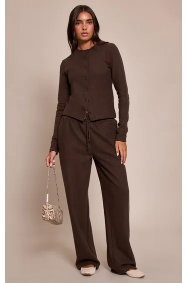 Chocolate Soft Touch Wide Leg Joggers